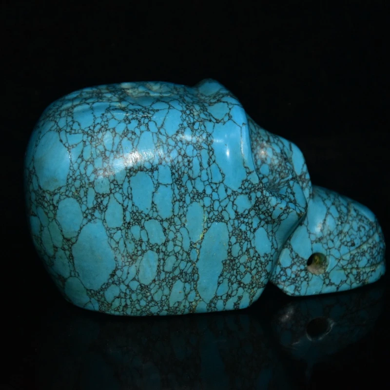 15cm Skull Statue Artificially Optimized Turquoise Halloween Home Decoration, Reiki Meditation Desktop Decorations Ideal Gifts