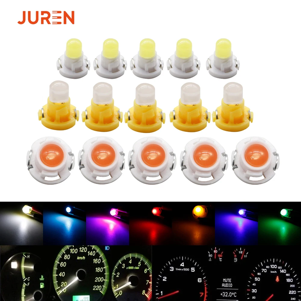 10/5PCS T3 T4.2 T4.7 COB Car LED Instrument Panel Lights Dashboard Indicator Central Control Lamp Wedge Light 12V