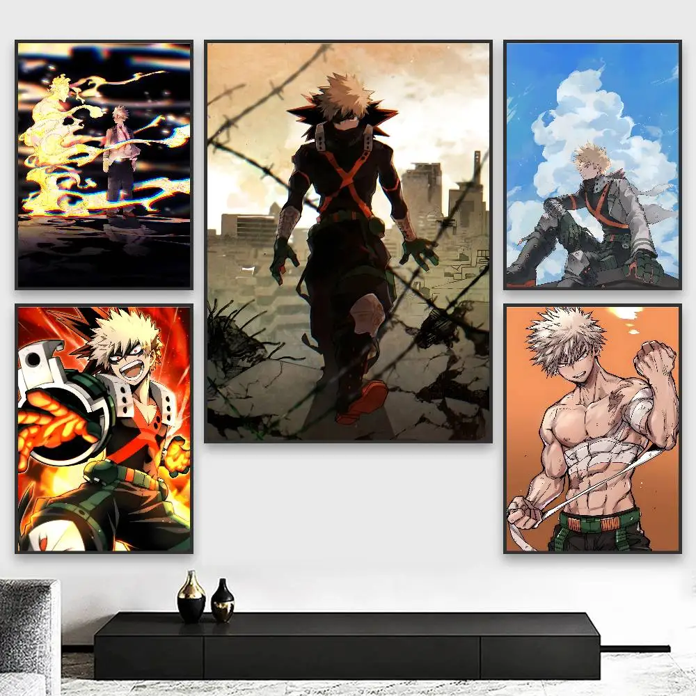 Anime B-Bakugo Katsuki Poster HD Art Sticky Wall Waterproof Home Living Room Bedroom Bar Aesthetic Decoration
