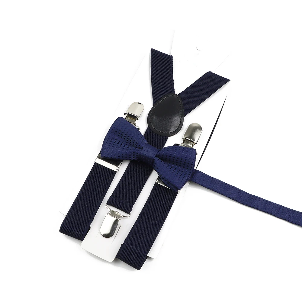 Men's Kids Solid Color Suspender Bowtie Set
