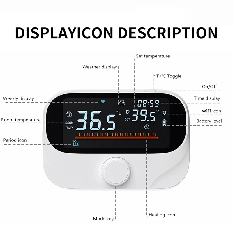 Smart Wifi Heating Thermostat Home Room Wireless Boiler Heater Thermostat RF Battery Gas Boiler Water Temperature Controller