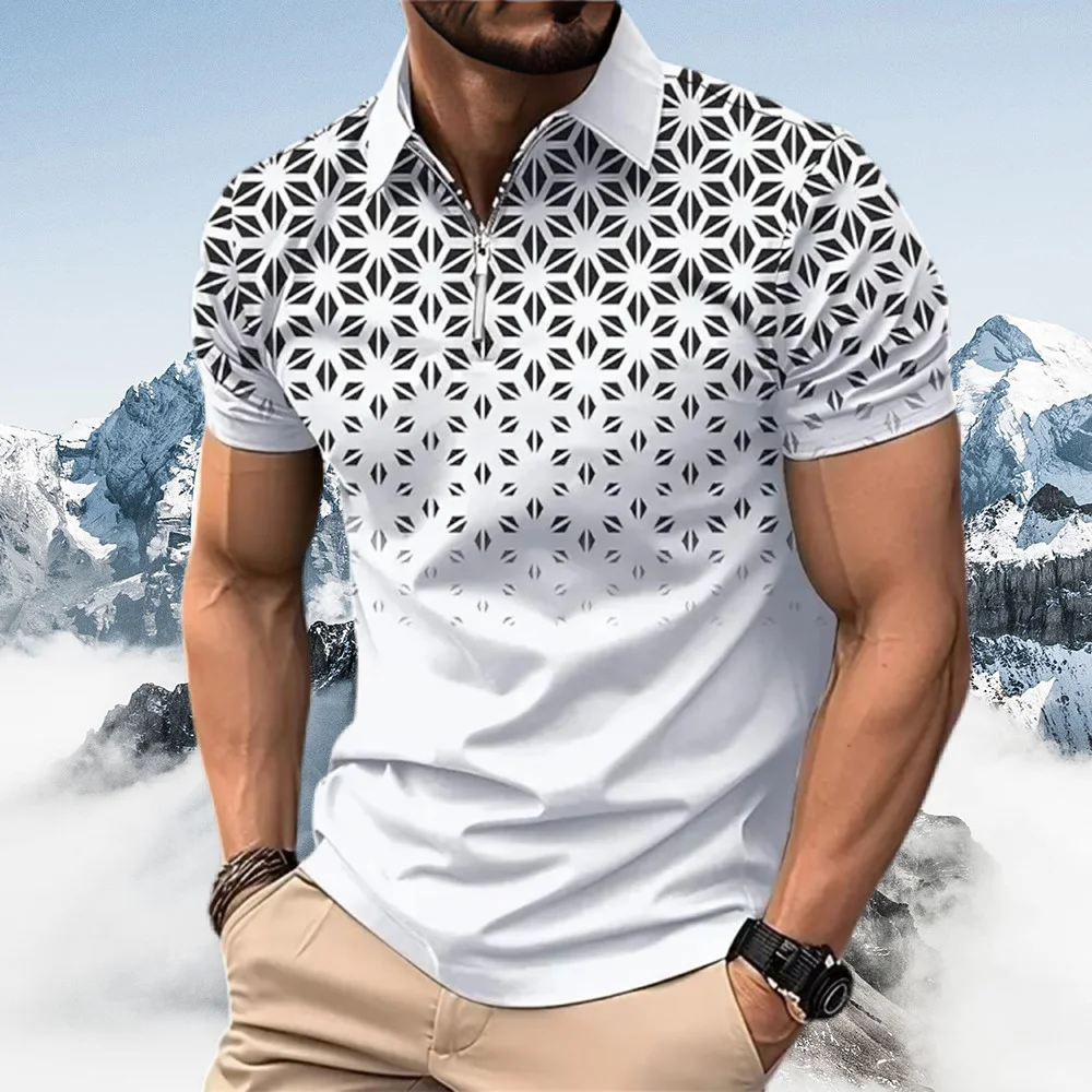 Men's Zip Polo Shirt, Quick Dry & Breathable, Classic Short Sleeve Tee Casual Blouse, Outdoor Fashion, Comfortable Summer Cloth