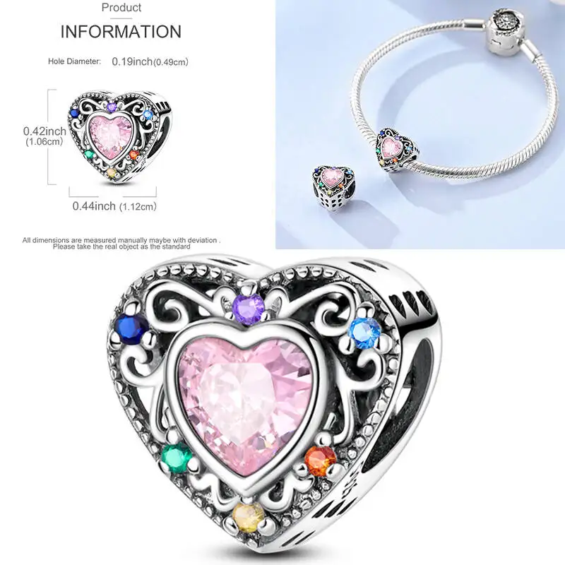 925 Sterling Silber Charm Herz Elefant Baum Reise-Perlenanhänger Passend für Europäische Armbänder DIY Damenschmuck Geschenk 2026 – Detail 31