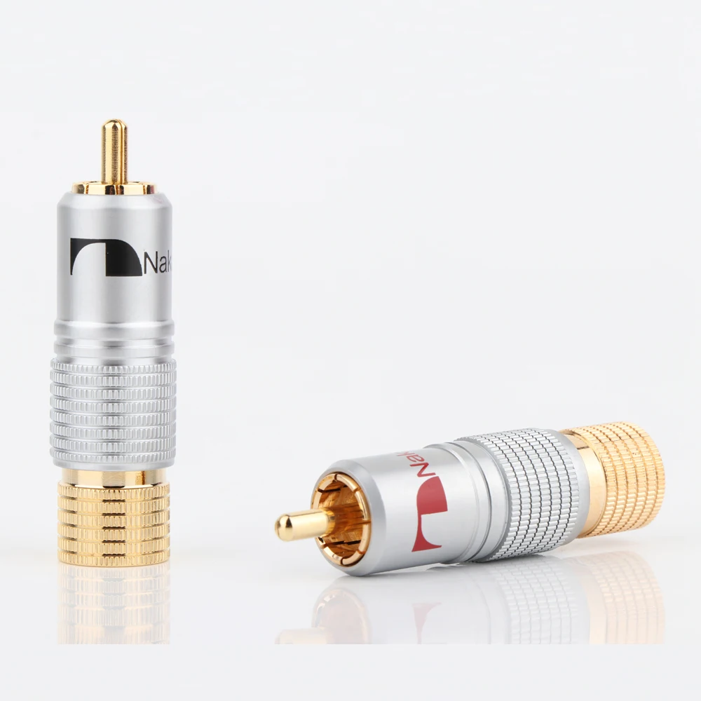 8 Pcs Nakamichi OFC conductor RCA Plug10mm aperture Audio Cable Connector 24K Glod Plated+ Shipping Free +100% New