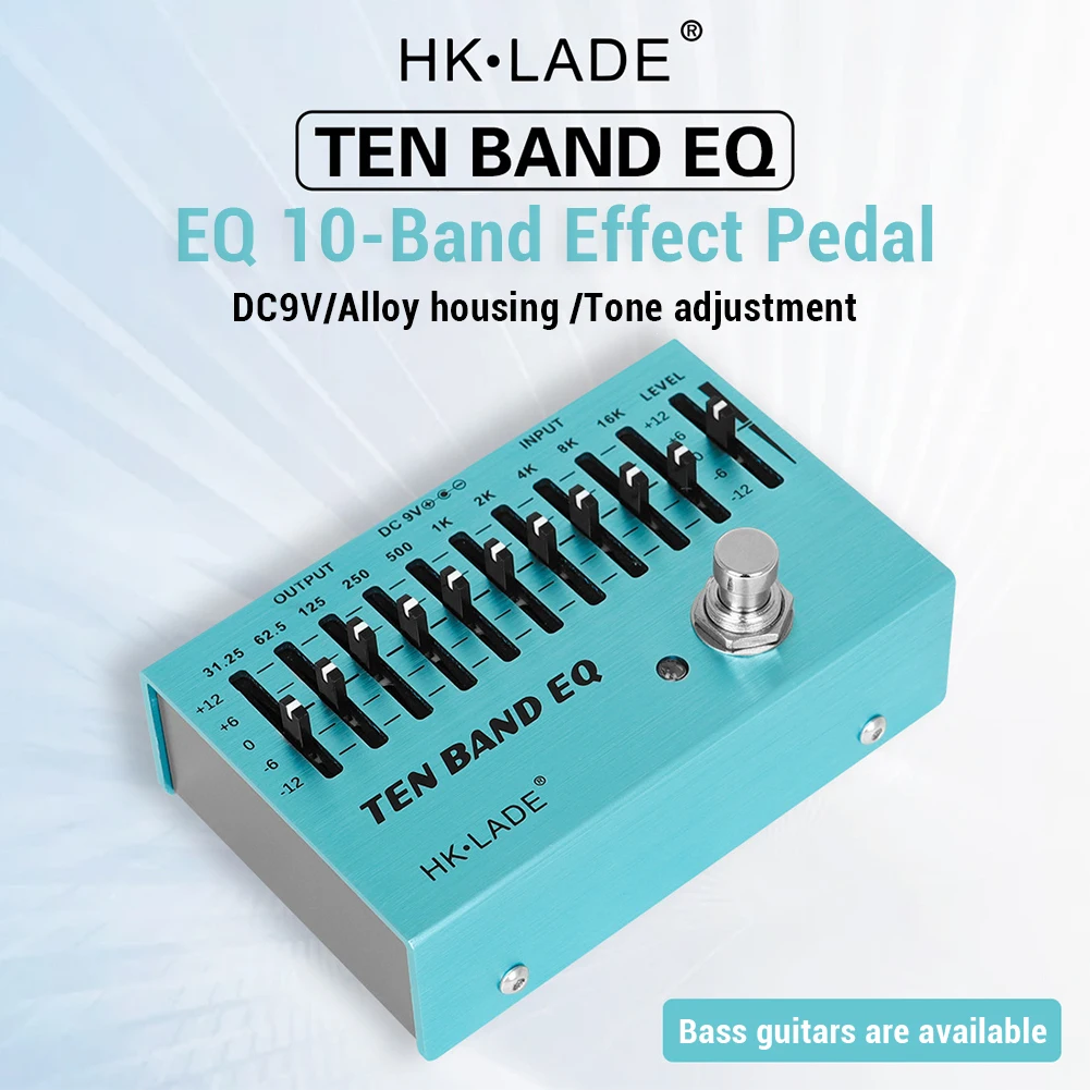 EQ Pedal Guitar Effects 31.25Hz-16kHz 10 Band E qualizer EQ Adjustment Single Block Effectors for Electric Guitar & Bass