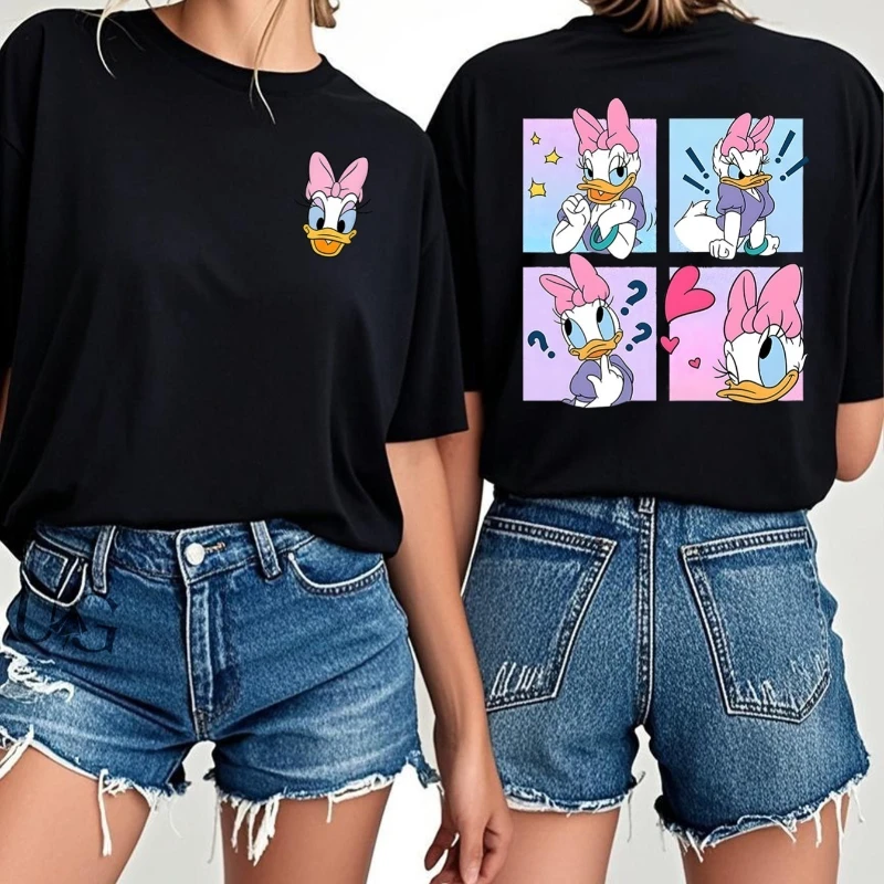 

Футболки с короткими рукавами с рисунком Дейзи Утки, европейские и американские летние новые мужские и женские пары, повседневная уличная одежда