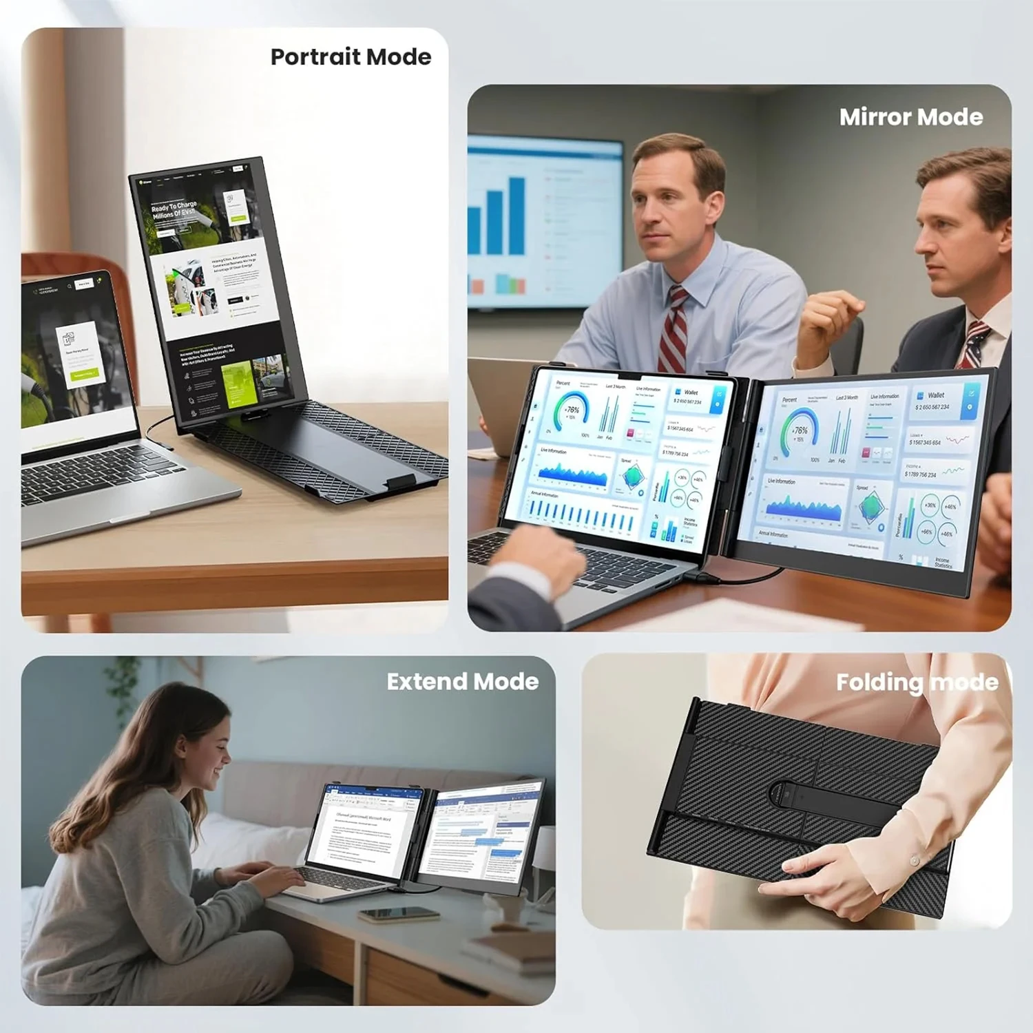 موسع شاشة الكمبيوتر المحمول المباشر OEM ODM رفيع للغاية 14 بوصة FHD 1080P شاشة محمولة مزدوجة لتوصيل وتشغيل الكمبيوتر المحمول