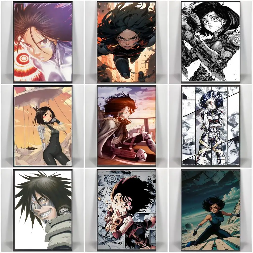 Angel Alita Vintage Cyberpunk Anime G-Gunnm Poster  Self-adhesive Art Waterproof Paper Sticker Coffee House Bar Room Wall Decor