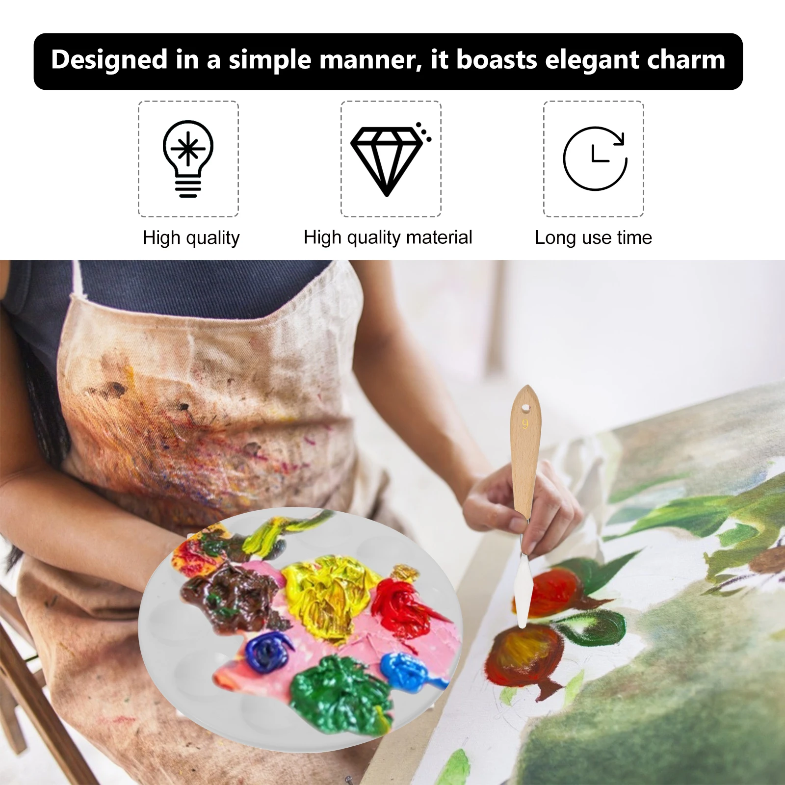 

7 Pcs Oil Painting Spatulas Stainless Steel Beech Wood Handle Art Tools for Mixing Scraping Texturing Ideal Artists Students