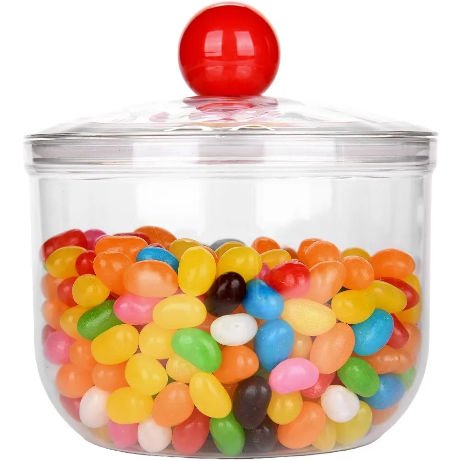 

30-ликовая прозрачная пластиковая банка для конфет с крышкой, герметичная многофункциональная банка для хранения конфет, кофе Ces и более идеально подходит для кухни, офисной летучей мыши