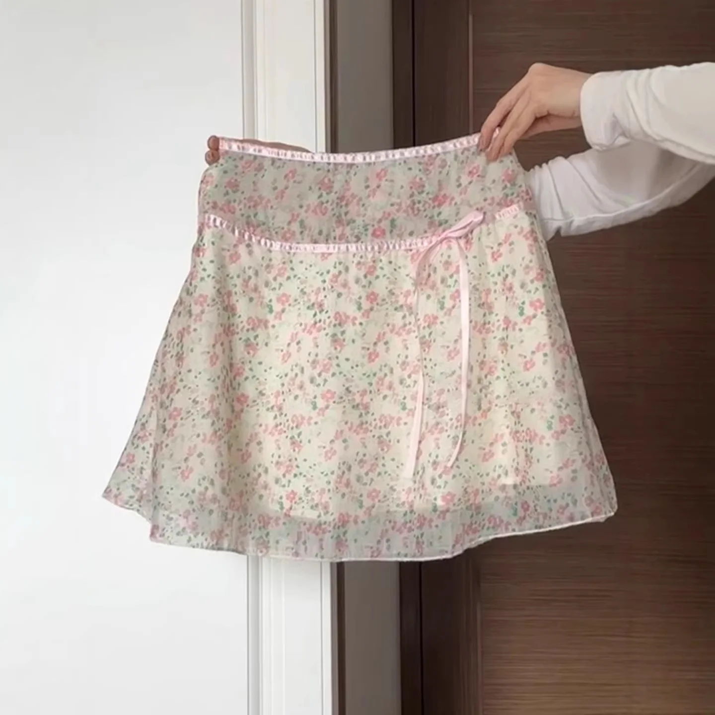 Sweet and Gentle Wind Pink Floral Skirt Women's 2026 Summer New Design High Waist and Thin Skirt