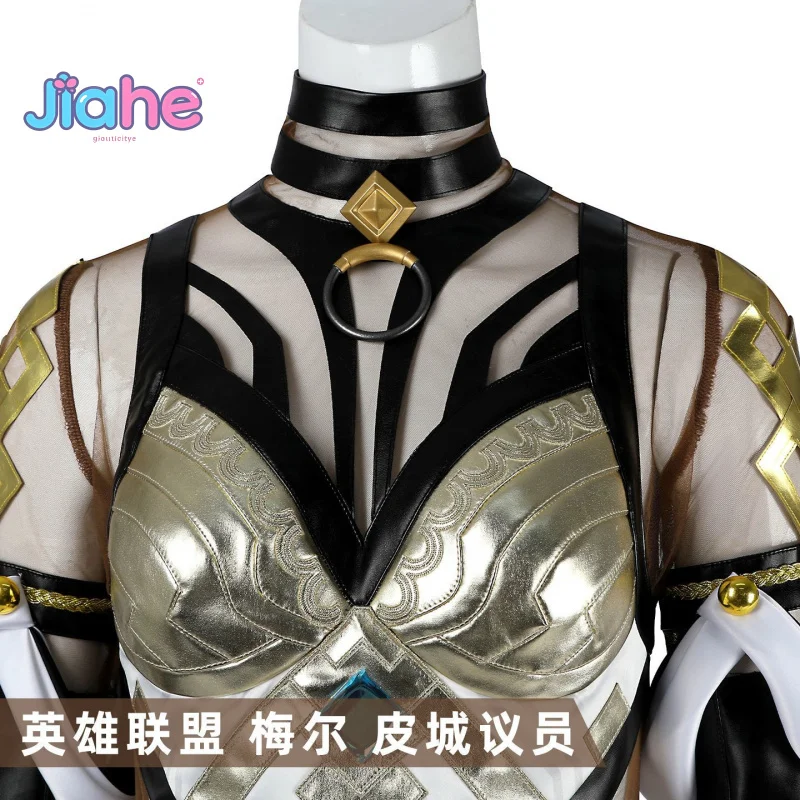 

Game LOL Mil Piltover Cosplay Mel Costume Girl Fantasy Halloween Carnival New Sexy Uniform Dress Cloak Ring Earring SetXS-XXXL
