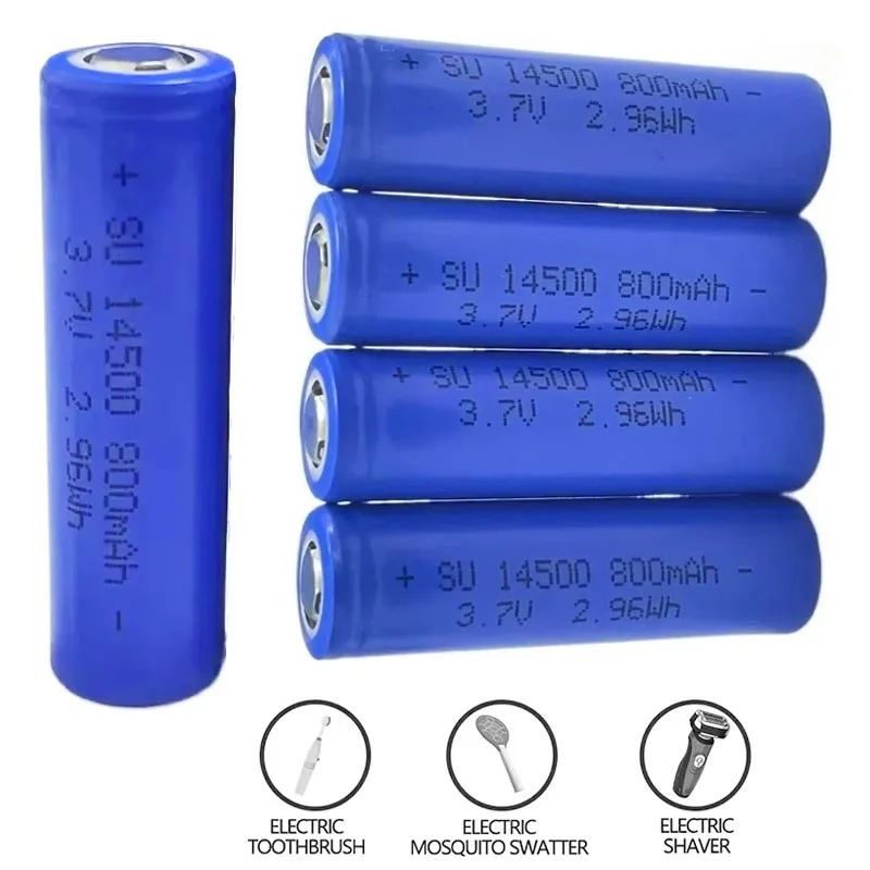 

1-20pcs 14500 3.7V 800mAh Real Capacity Li-Ion Rechargeable Battery for Flashlight/remote Control/toy Point Head 14500