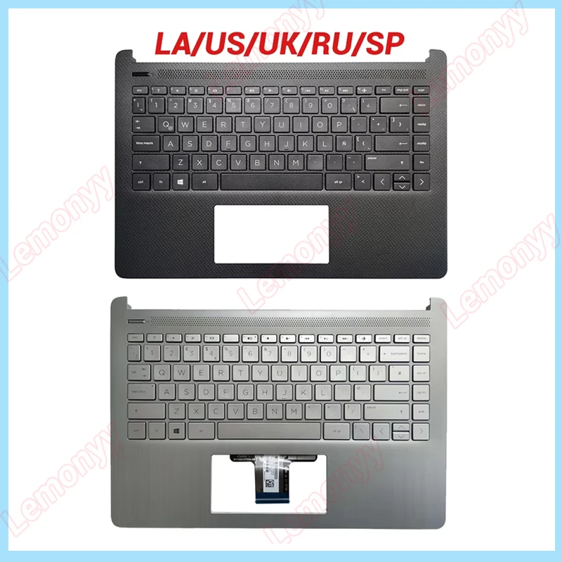 NEW US /UK/Latin/Spanish/Russian Keyboard For HP Pavilion 14-DQ 14S-DR 14Z-FQ TPN-Q221 laptop Palmrest Upper Cover Case