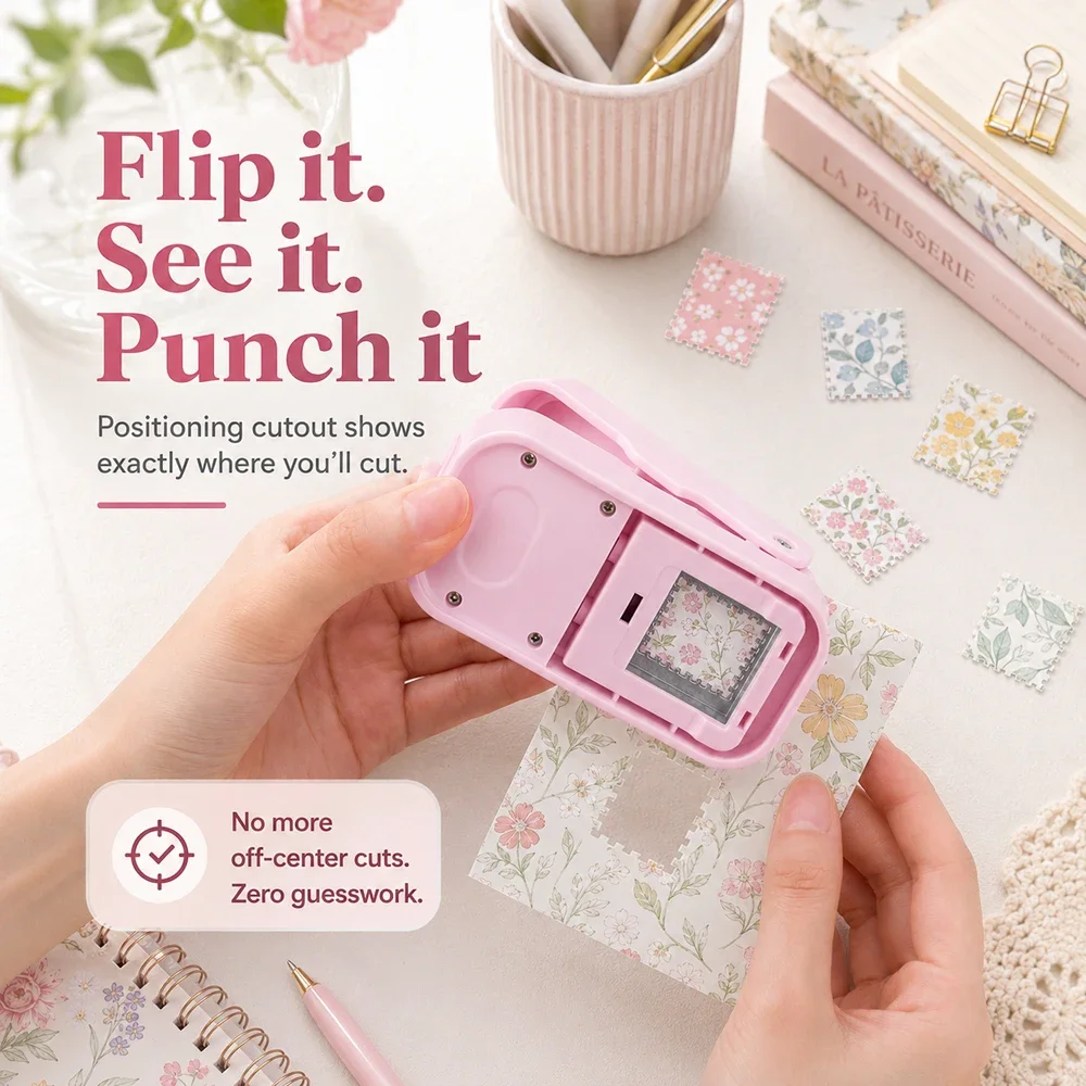 1x0,8 Zoll Briefmarken-Kantenstanzer, stapelbare Bastelstanzer mit präzisem Ausstanzdesign für Scrapbooking und Kartenherstellung – Detail 6