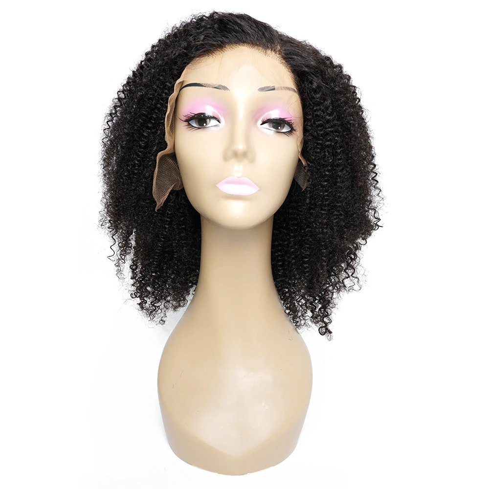 Perwersyjne kręcone włosy 13*4 peruki typu Lace Front naturalny kolor Remy włosy, w magazynie para: Indian włosów ludzkich 150% gęstość Afro loków 13x4 koronki przodu peruka dla kobiet