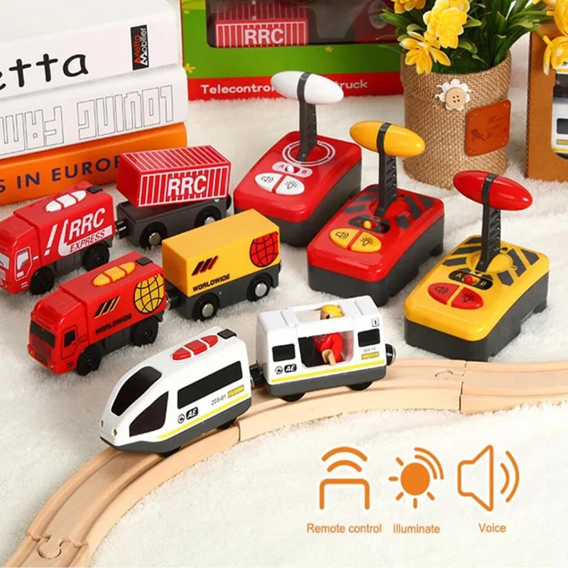 Locomotora de Tren Eléctrico RC para niños, fundido a presión juguete magnético, apto para tren de madera, juguetes de pista de ferrocarril para