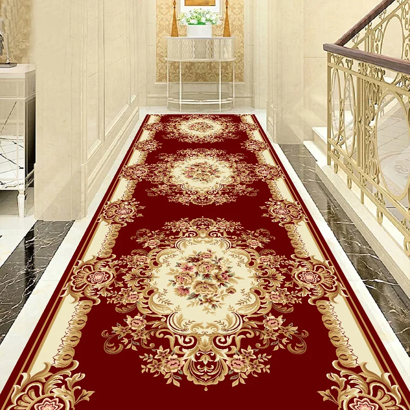 NEW Fashion Long Rugs For Corridor Runner Non-slip Floor Mat Long Strip European-style Hotel Hallway Wedding Carpet Printed