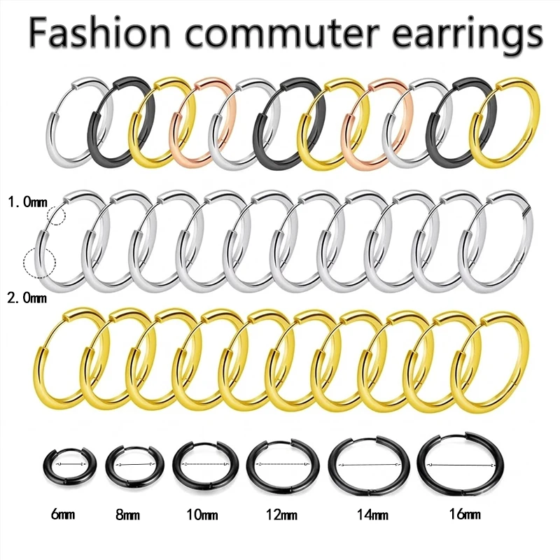 10/20 Stück 316L Edelstahl Kleine Creolen für Damen und Herren, Minimalistische Huggie-Knorpelpiercing-Schmuckstücke, Klassischer Runder Ring