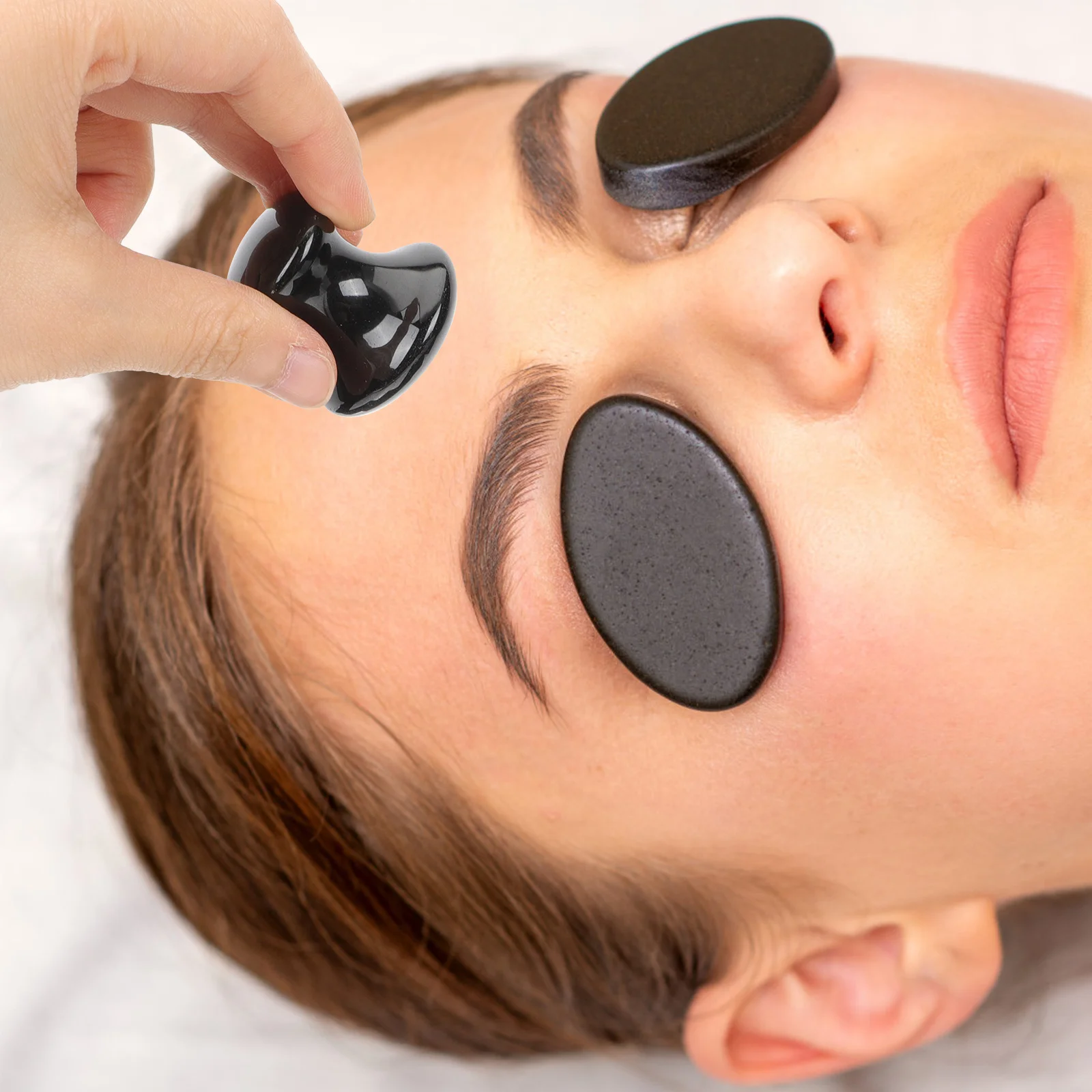 

Black Obsidian Mushroom Massage Stone Handheld Gua Sha Tool For Face Body Scraping Therapy Pain Relief Skincare Roller