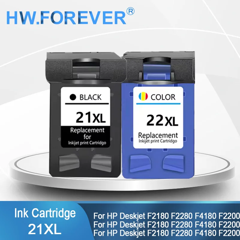 21 22XL 21XL Compatible Ink Cartridge Replacement for HP Deskjet F2180 F2280 F4180 F2200 F380 380 Printers Ink Cartridge