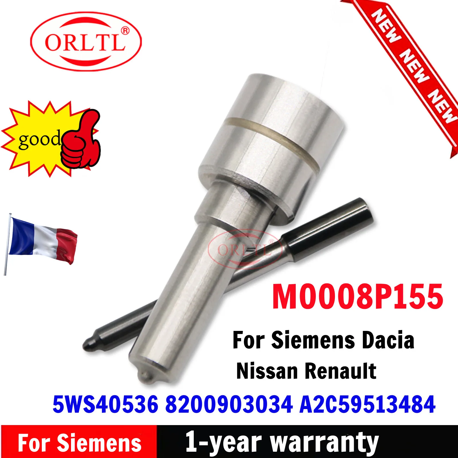 

Diesel Common Rail Injector Nozzle M0008P155 for Siemens Dacia Nissan Renault Injector 5WS40536 8200903034 A2C59513484 ORLTL