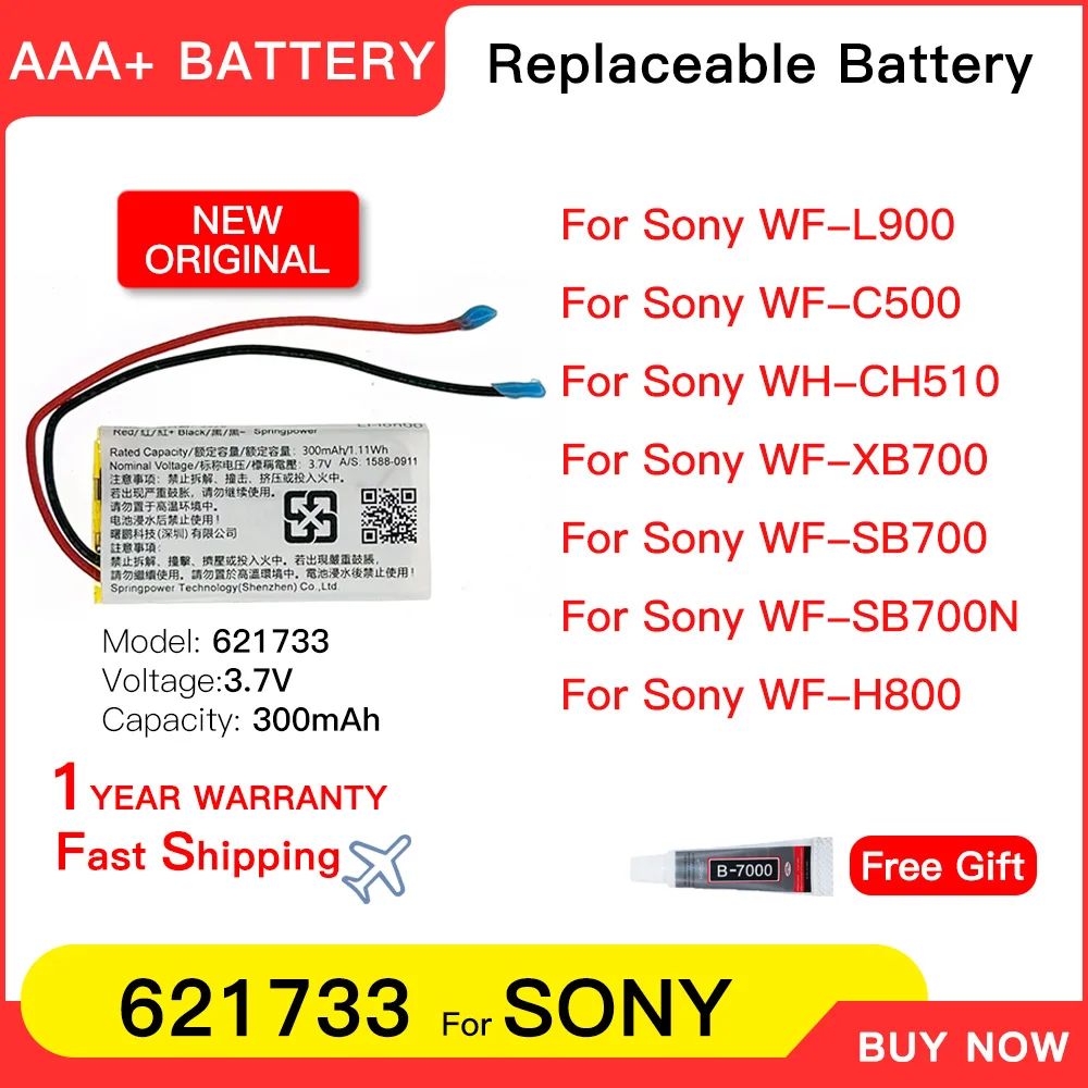 

Original 621733 Charging BOX Case Battery For Sony WF-L900 WF-L900H WH-CH510WF-SB700N WF-XB700 WF-C500 WF-H800 Batteria + Tools