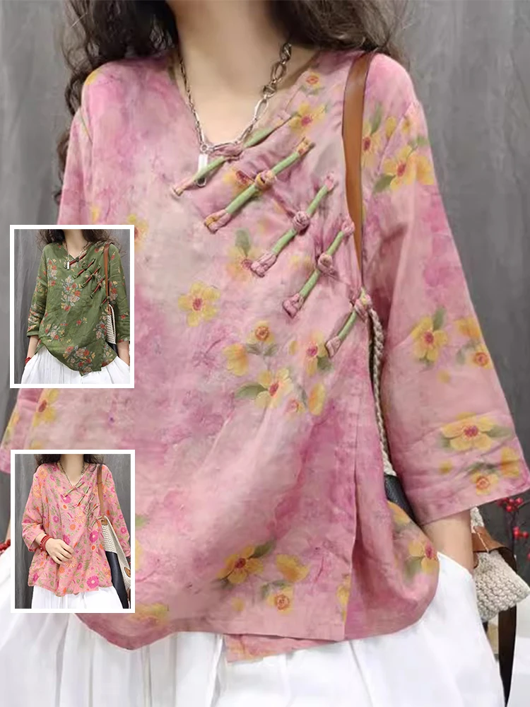 

Конопля большого размера с цветочным принтом V-Ne f Sve, повседневный удобный дышащий женский топ, летний модный тренд