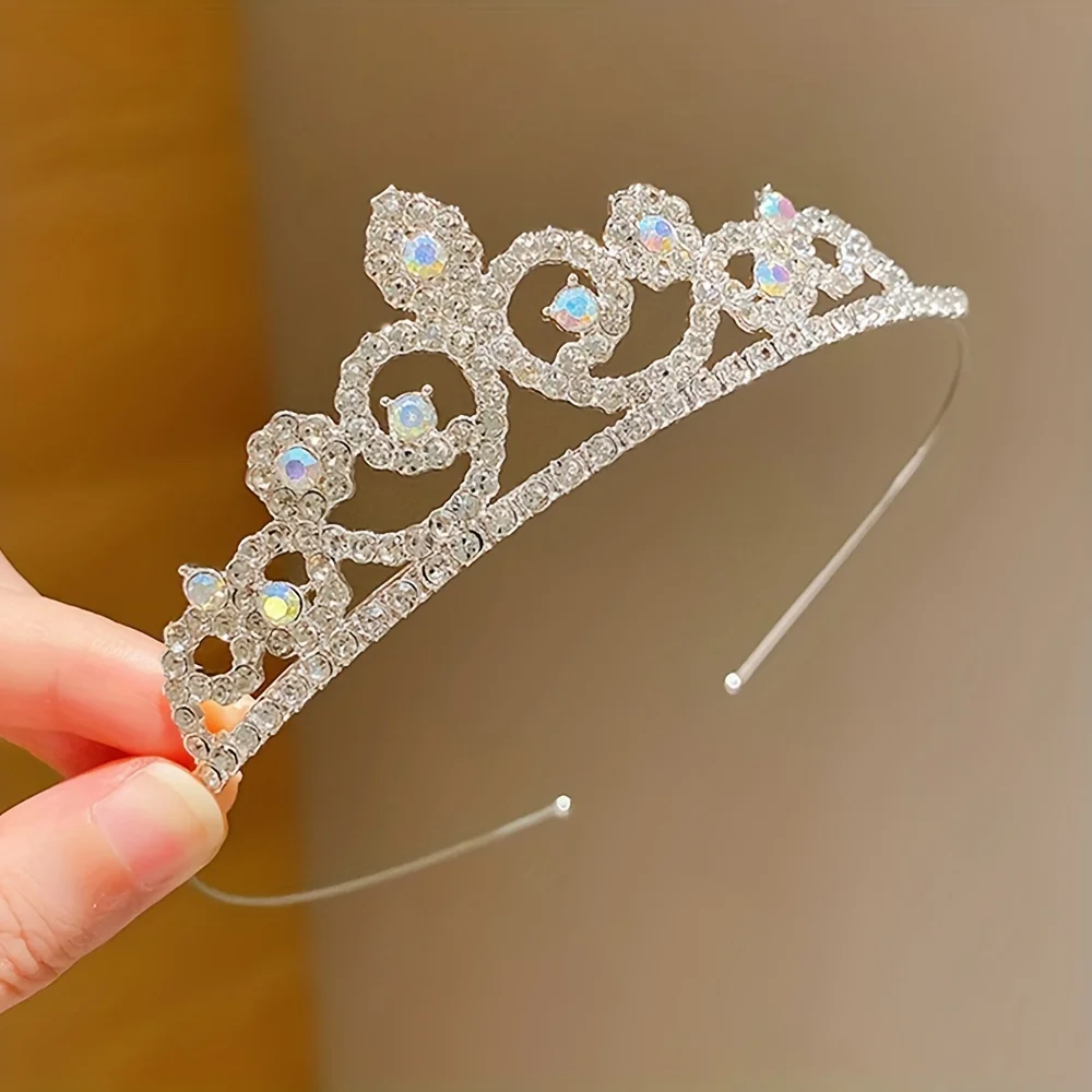Argola de cabelo de coroa fofa infantil de 1 peça para presentes de aniversário para meninas