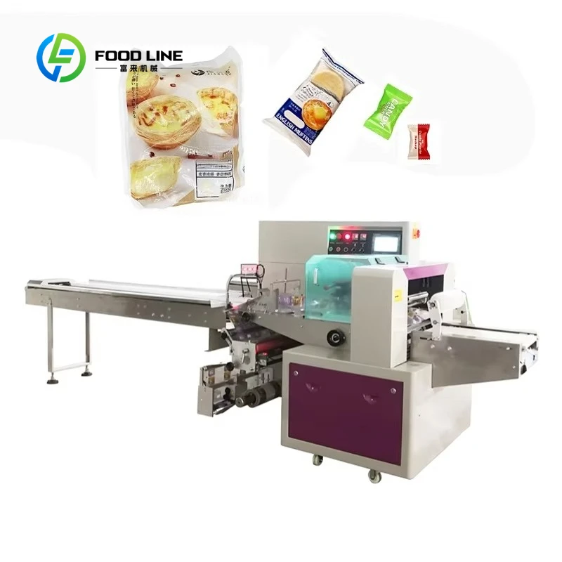 Bread Vegetable Cookie Mooncake Wrapping Pillow Packing Machine PLC Intelligent Control For Ice Cream Popsicle Bag Wrapping
