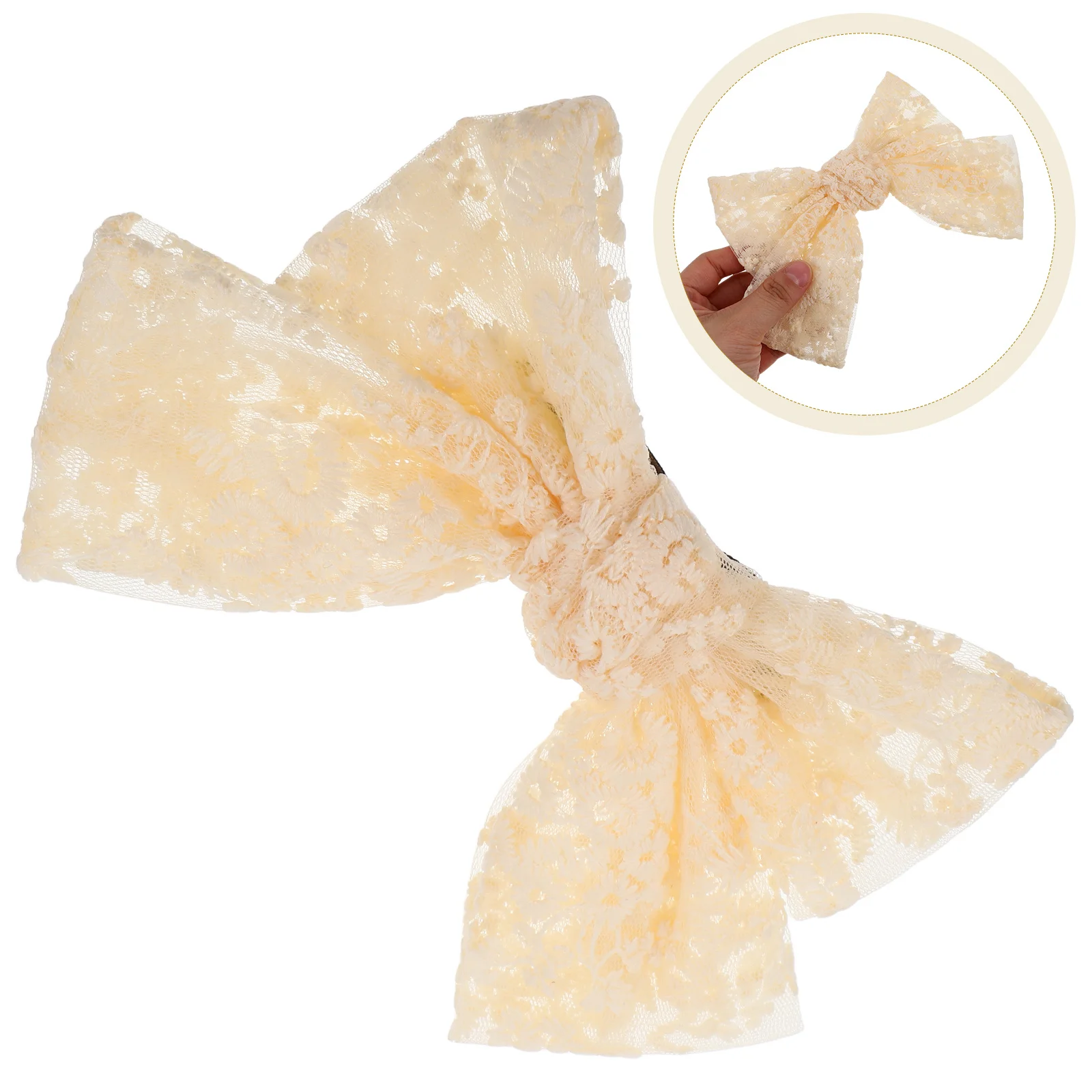 

Lace Hair Accessories Big Embroidery Bow Clips French Headgear Bows Fabric Ribbon Cute Coquette Girl Large Comb Elegant