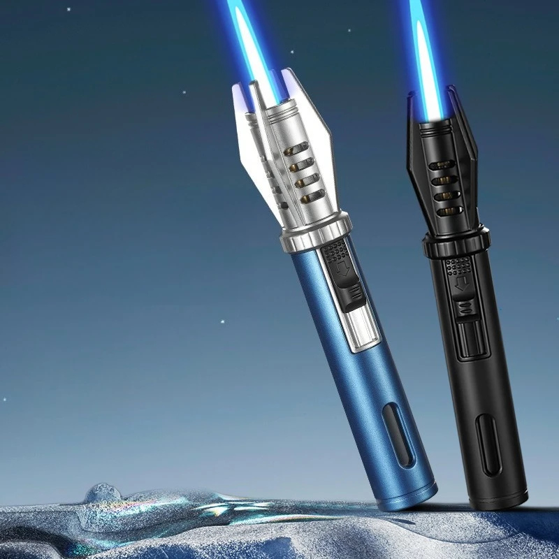 High Temperature Windproof Blue Flame Butane Gas Torch Lighter Visual Gas Window Safety Lock Fire Switch Kitchen Cigar Lighterss