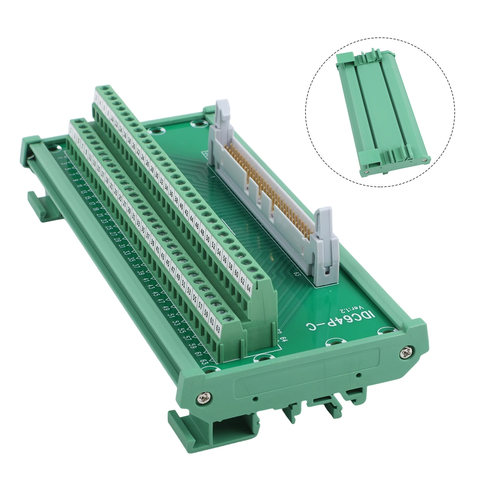 Terminal Adapter 64-Pin Terminal For DIN Rail Mounting PVC Housing DIN Rail Compatible Industrial Control Adapter Terminal Block