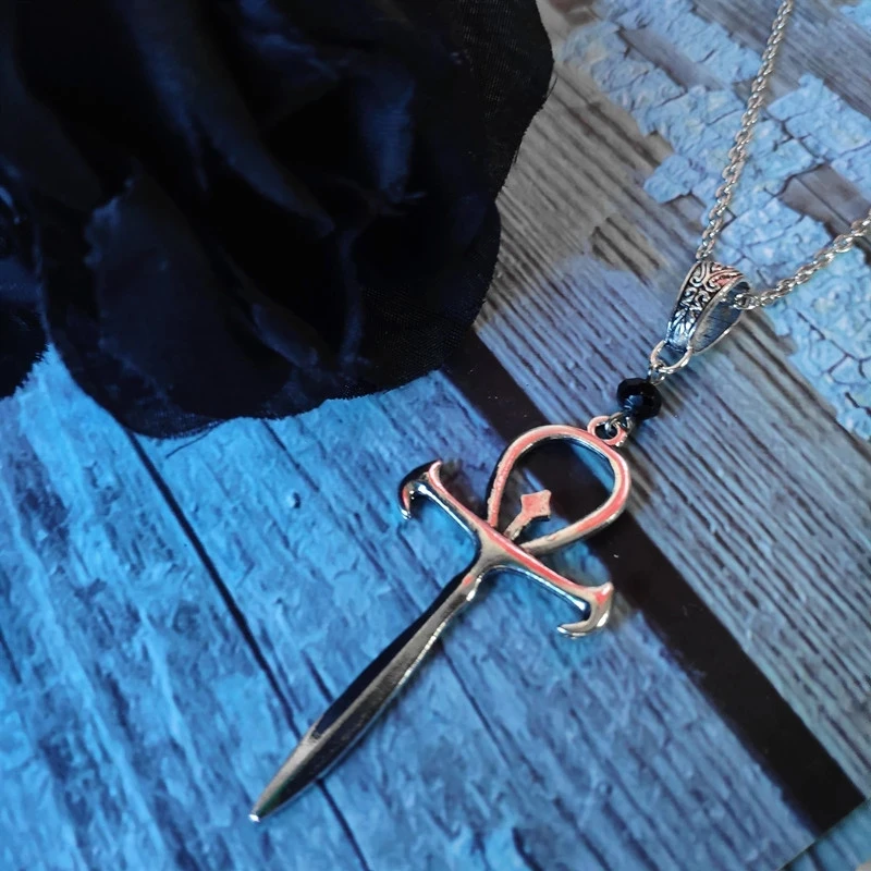 Goth Vampire Gothic Ankh Cross Necklace Occult Pendant Charm Dracula Nosferatu Symbol Fashion Original Jewelry Gift Fashion New