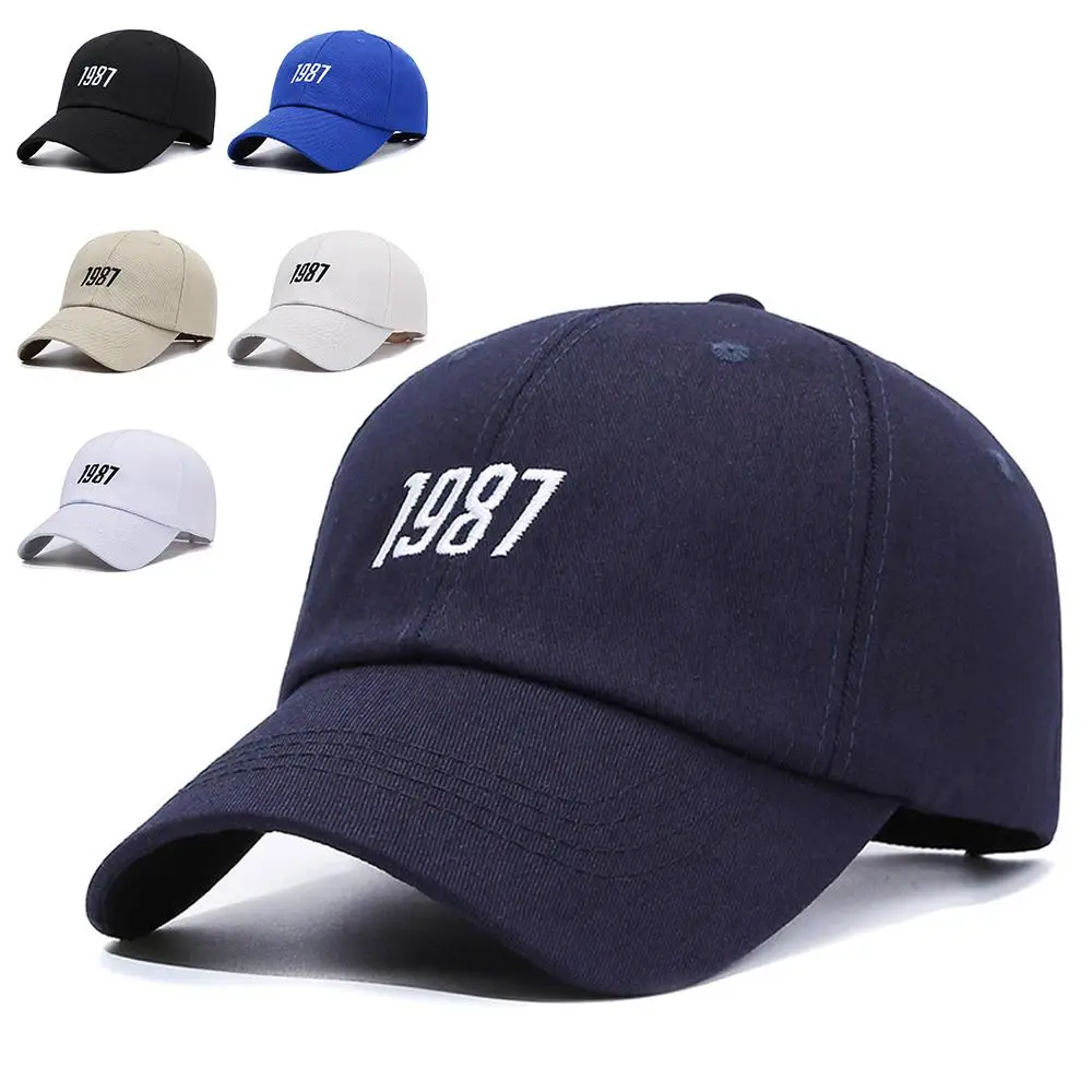 

Trendy Embroidered 1987 Men's Baseball Cap Wide Brim Sun Protection Outdoor Sports Sun Hat Adjustable Snapback Cap Unisex