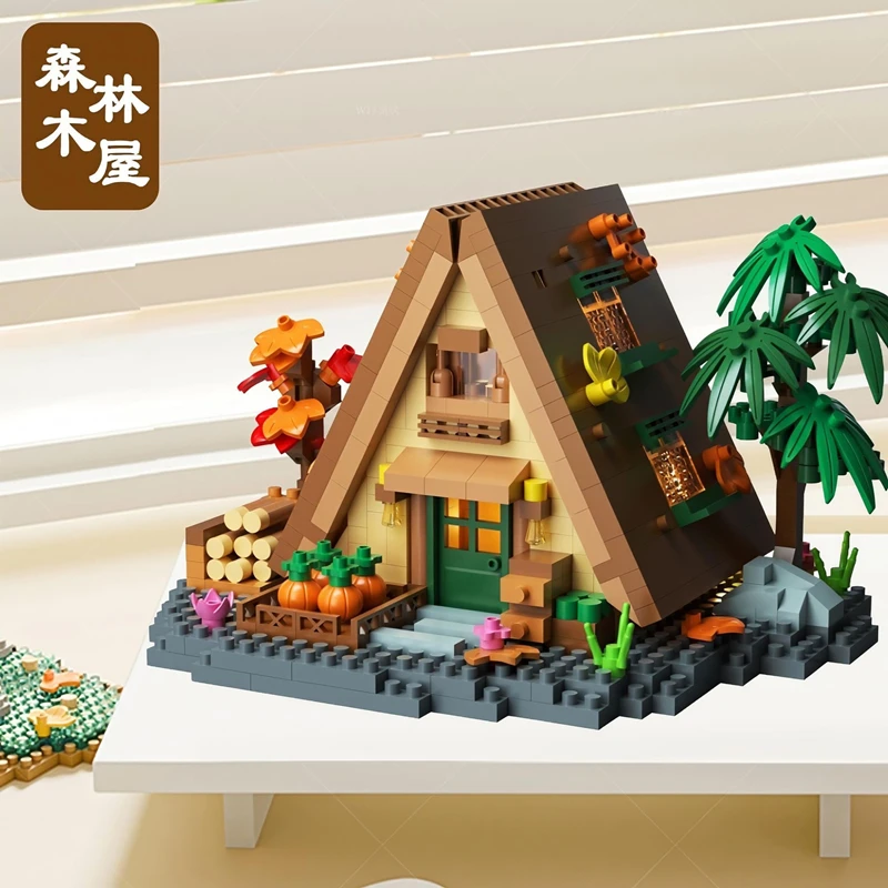 Creativo vista stradale modello di edificio blocchi di costruzione foresta casa sull'albero puzzle mulino a vento decorazione della casa sull'albero giocattoli