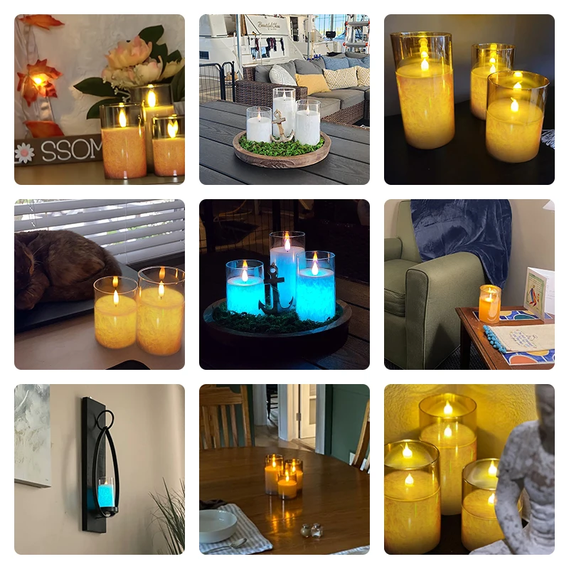 Acrylic LED Electronic Candle Lights Battery Operated Candles With Remote Control And Timer For Home Halloween Christmas Wedding