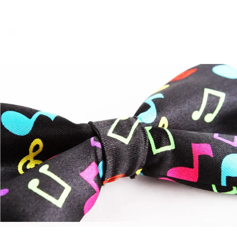 Mode Kleurrijke Muzieknoot Bowtie Zwart Muziek Patroon Strikje Voor Mannen Vrouwen Nieuwigheid Das Vrije Tijd Cool Merk