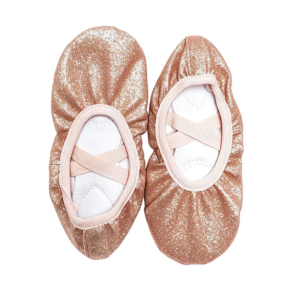 New Glitter Ballet Shoes for Woman Girls Split Sole Soft Leather Dance Slippers Adult Kids Gymnastics Practice Dancing