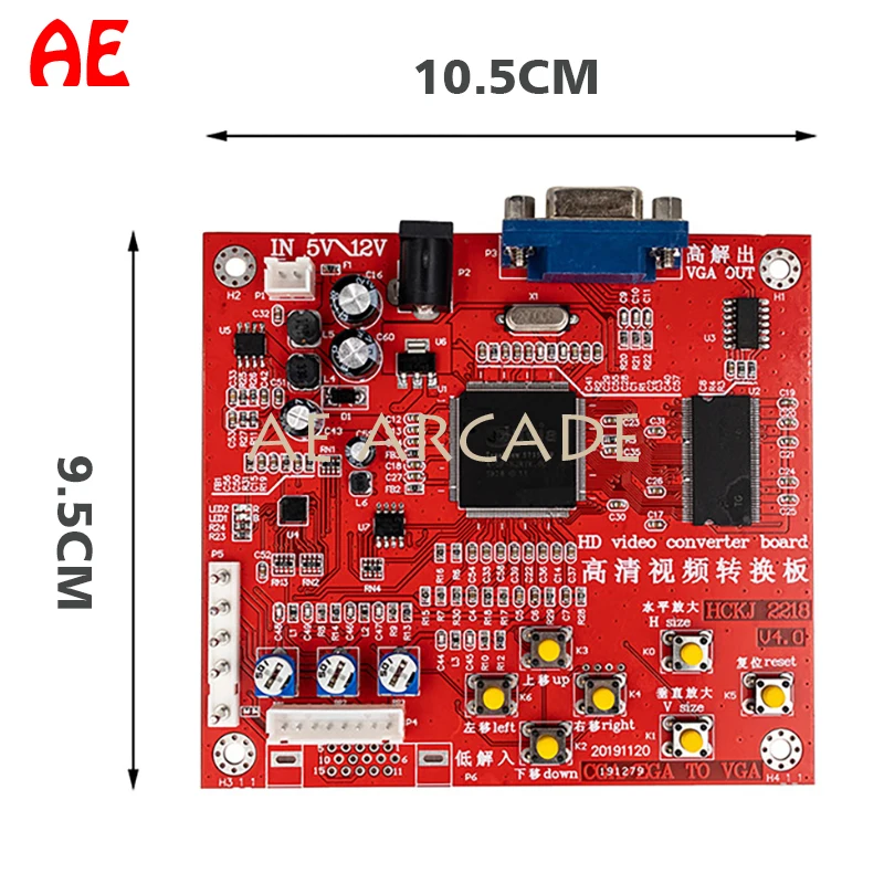 Professional RGBS CGA/CVBS/S-VIDEO to VGA Converter Retro Arcade Game  Video Converter Board for CRT LCD PDP Monitor HD