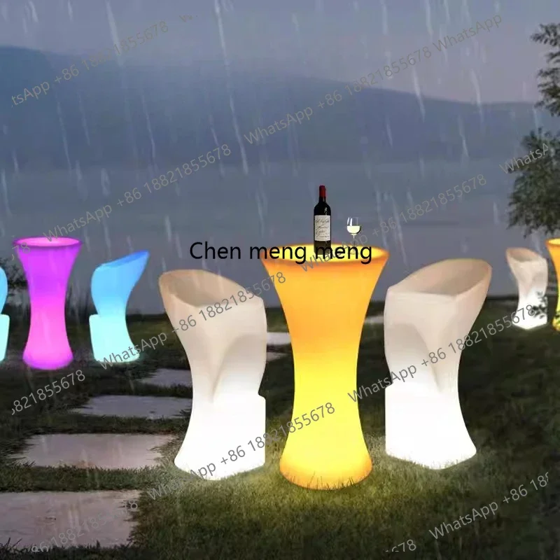 01A LED luminous bar tall table clear bar  cocktail couple bar table outdoor