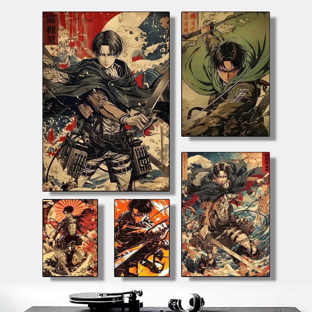 Póster de Attack On Titan Levi Ackerman, arte HD, pared, impermeable, hogar, sala de estar, dormitorio, bar, decoración estética, 1 ud.