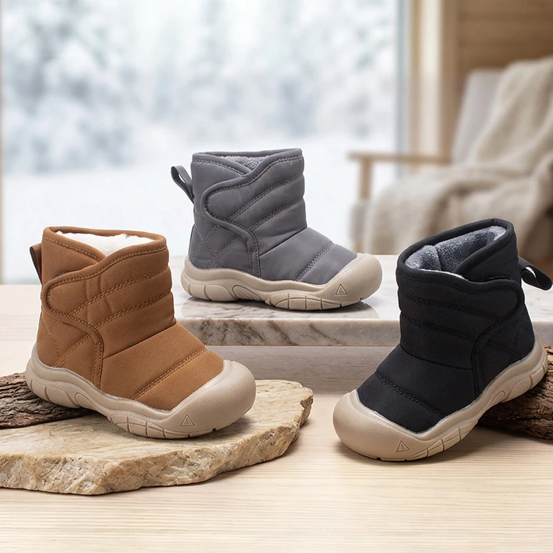 Winter Toddler Kids Snow Boots Casual Warm Plush Cotton Shoes Anti-kick Boys and Girls Outdoor Waterproof Sports Boots CSH1694