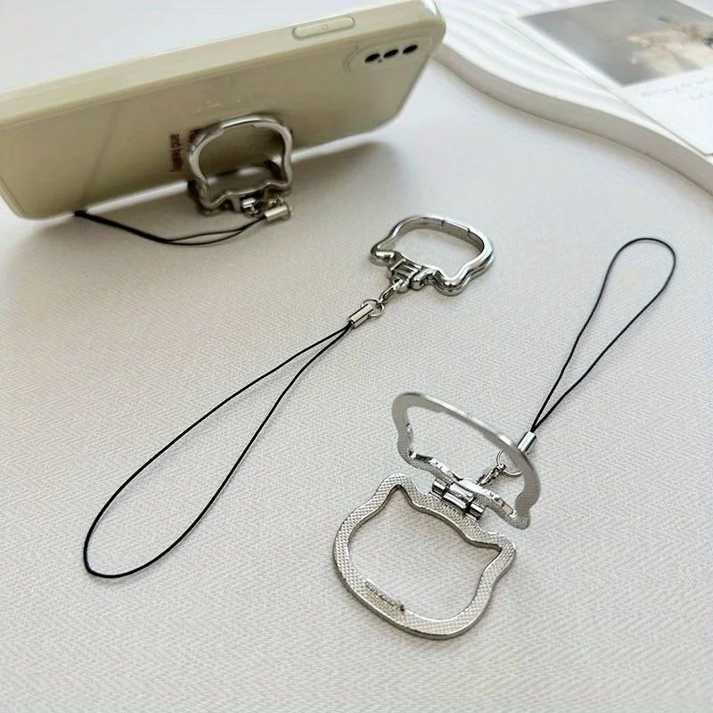 Lanyard Type Multifunctional Portable Cell Phone Holder Universal Metal Finger Ring Pendant Lanyard Desktop Support Bracket