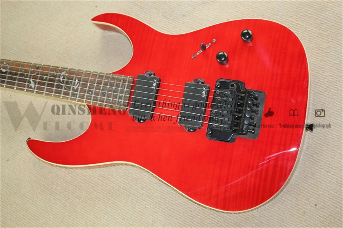 Red electric guitar, RG guitar, HH pickups, Mahogany Body,Flamed Maple Veneer Maple Neck, rosewood fretboard，Tremolo Bridge