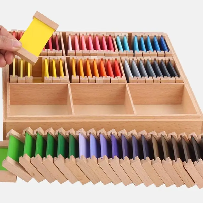 【In Stock】1/2/3 Color Board Wood Preschool Toy Montessori Sensorial Material Learning Color Tablet Box Educational Learning Toys view 4