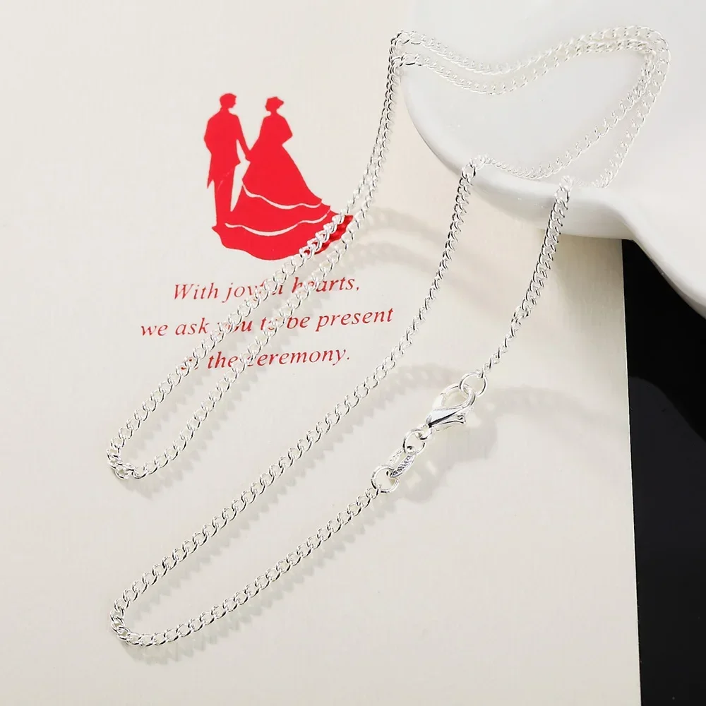 Wholesale 925 Sterling Silver 16/18/20/22/24/26/28/30 Inch 2mm Side Chain Necklace For Women Man Fashion Wedding Charm Jewelry