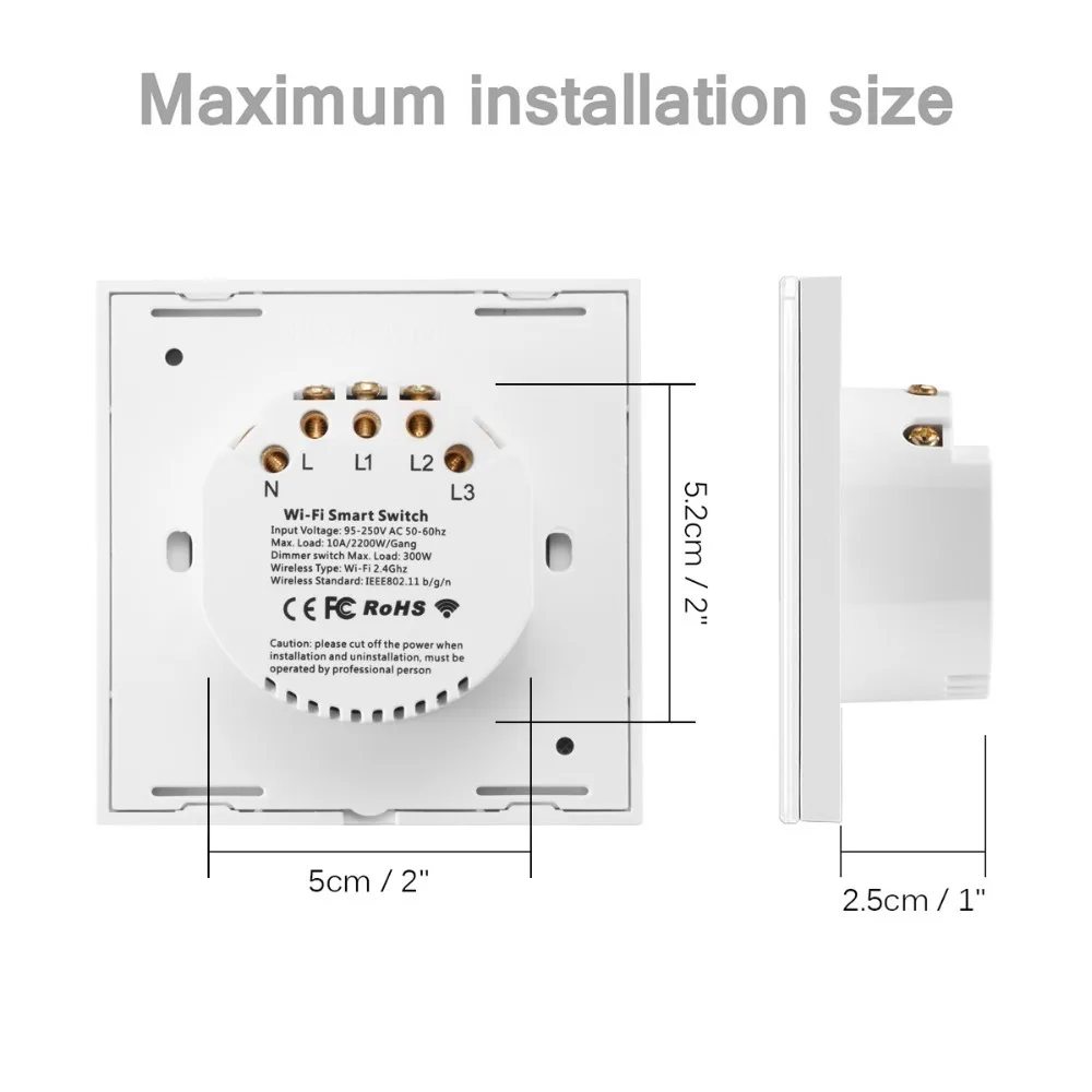 Smart Life-interruptores de pared Ewelink con WiFi para el hogar, Panel de cristal táctil de luz con Control remoto por voz inalámbrico por Alexa y