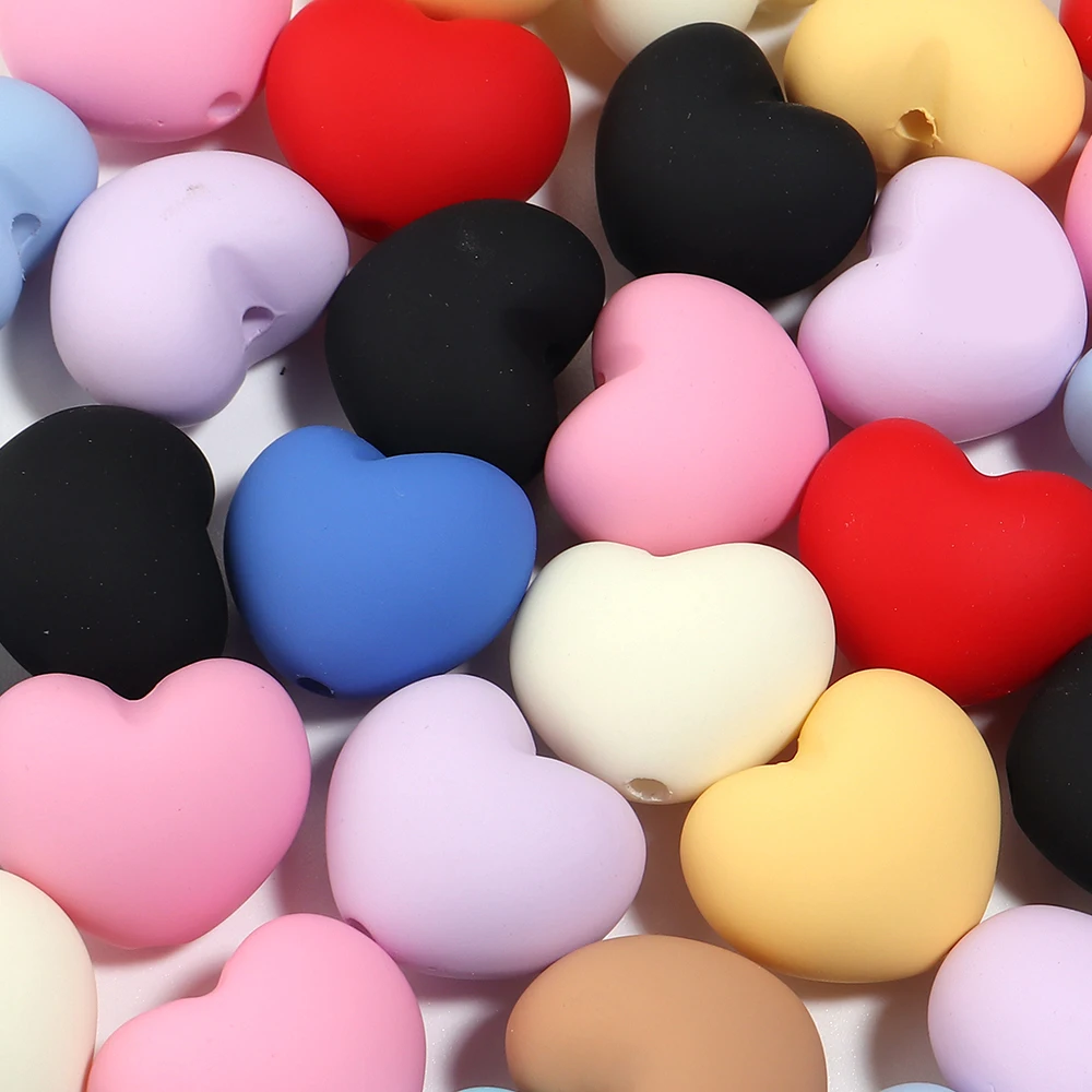 5 Stück/Set Matte Acryl-Herzperlen Bunte Lose Abstandsperlen für Schmuckherstellung DIY Armband Schlüsselanhänger Ohrringe Zubehör – Detail 4