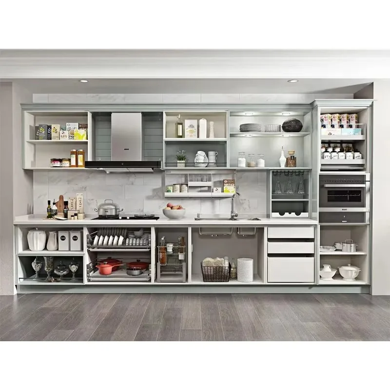 Modern Marble Countertop Sink Kitchen Cabinets Custom Economical Practical White Pvc Mdf Wood Kitchen Cabinet